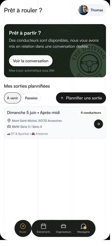 Écran de matching : prêt à rouler